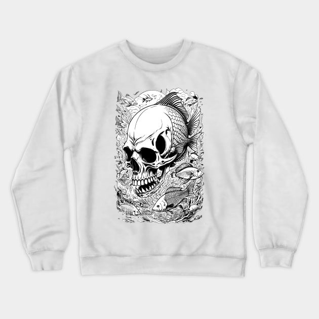 Skull Fish Crewneck Sweatshirt by DeathAnarchy